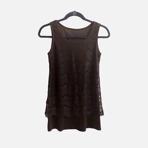 LACE Overlay Ribbed Black Tank Top